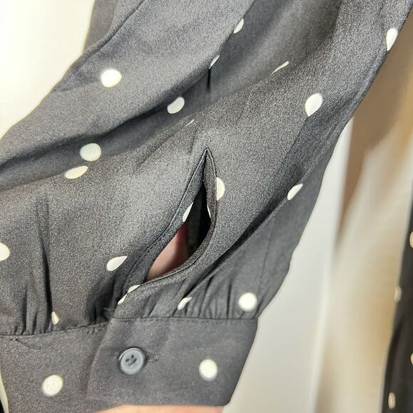 Loft plus women Long Sleeve Button Up Black White Polka Dot Dress Sz 18 - Picture 6 of 12